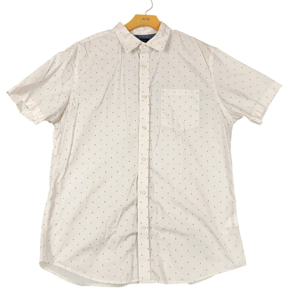 Banana Republic Mens XL Slim Fit Stretch Soft Wash Short Sleeve Button Shirt